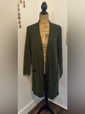 Design History Olive Green Open-Front Cardigan